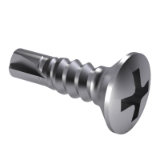 GB/T 15856.3-2002 H - Cross recessed raised countersunk head drilling screws with tapping screw thread, type H