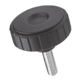 BN 21224 Fluted grip knobs with threaded stud steel zinc plated