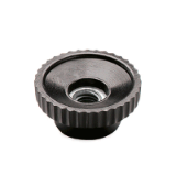 BN 2981 - Knurled Nuts with steel boss and tapped through-hole (FASTEKS® FAL), polyamide, black