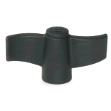BN 2973 - Wing knob nuts with metal boss and tapped hole (FASTEKS® FAL), reinforced polyamide, black