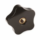 BN 2948 Solid Lobe Knobs flat, with brass boss and tapped through-hole