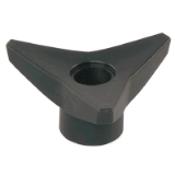 BN 2960 - Three-Star Knob Nuts with metal boss and tapped through-hole (FASTEKS® FAL), reinforced polyamide, black