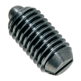 BN 13366 - Spring plungers with bolt and slot (HALDER EH 22050.), free-cutting steel, black-oxidized, bolt steel hardened, increased spring pressure