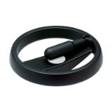 BN 14077 - Spoked handwheels with fold-away handle and black-oxide steel boss (Elesa® VRTP+IR), black, matte finish