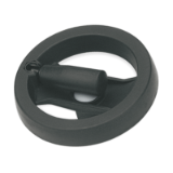 BN 2997 - Spoked handwheels with fold-away cylindrical handle, with fit bushing (FASTEKS® FAL), reinforced polyamide, black