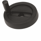 BN 3004 - Solid handwheels with fold-away cylindrical handle and fit bushing (FASTEKS® FAL), reinforced polyamide, black