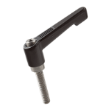 BN 2992 - Adjustable handles with threaded stud, reinforced version, slim design (FASTEKS® FAL), reinforced polyamide, black