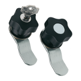 BN 14162 - Latch-type knobs with lock with folded closing latch, steel zinc plated (Elesa® VC.309), black, matte finish