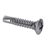 ISO 15483 H - Cross recessed raised countersunk head drilling screws with tapping screw thread, form H