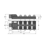 6611967 - Passiver Aktuator-/Sensor-Verteiler M12 x 1, 8-fach, mit M23-Steckverbinder für