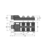 6611960 - Passiver Aktuator-/Sensor-Verteiler M12 x 1, 6-fach, mit M23-Steckverbinder für