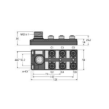 6611922 - Passiver Aktuator-/Sensor-Verteiler M12 x 1, 6-fach, mit M23-Steckverbinder für